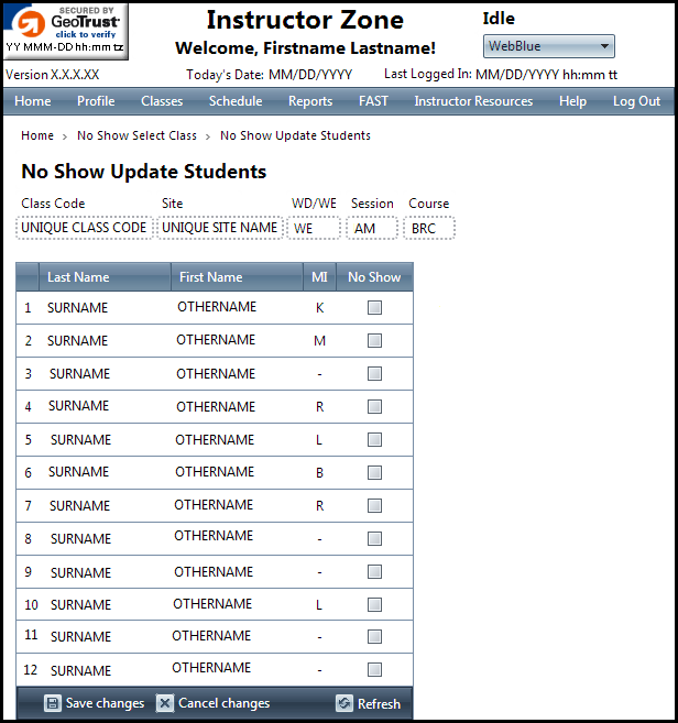 STUDENT NO SHOW UPDATE